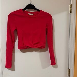 Women's Pink Long Sleeve Crop Top